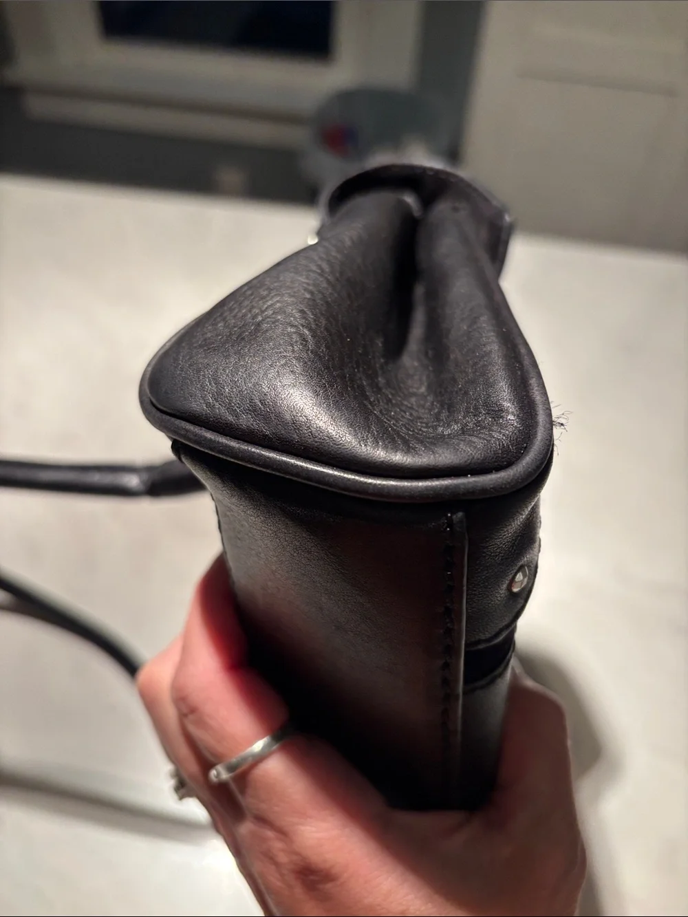 Classic Black Leather/Suede Shoulder Bag - Picture 4 of 7